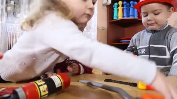 Children playing in the profession — Stock Video