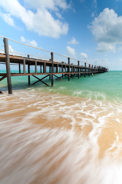 мост, море, волна, пляж
