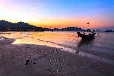 Gün batımı, bağlantı noktası, bot, deniz, plaj