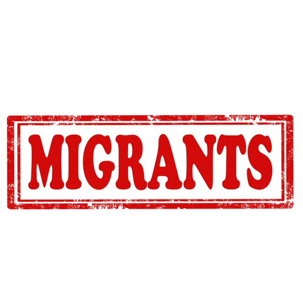 Migrants-red stamp — Stock Vector