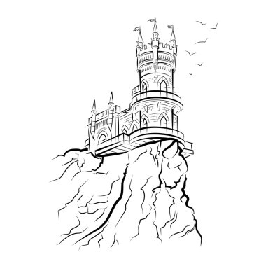 Yalta Swallow Nest. Drawing illustration