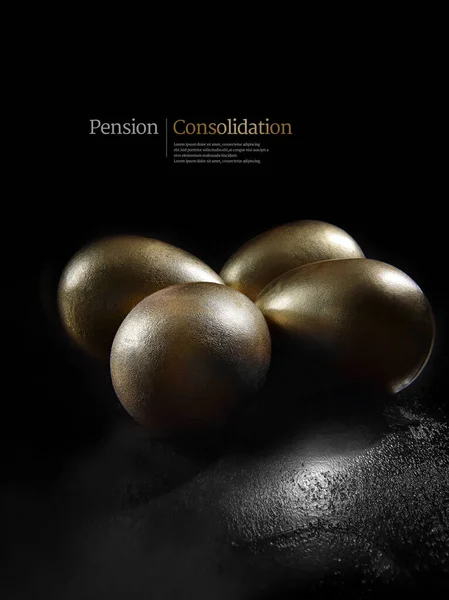 Concept Image Pension Investments Consolidatyion Savings Gold Painted Eggs Shot Royalty Free Stock Photos