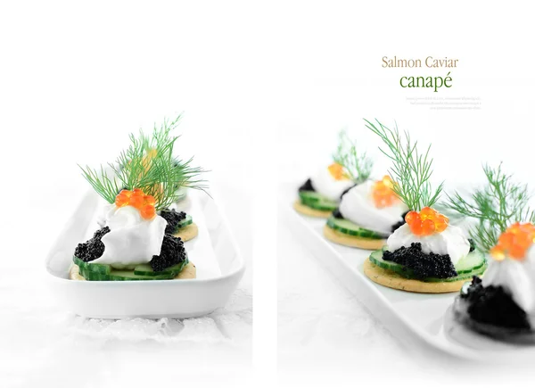 Canapés de Caviar de Salmón —  Fotos de Stock