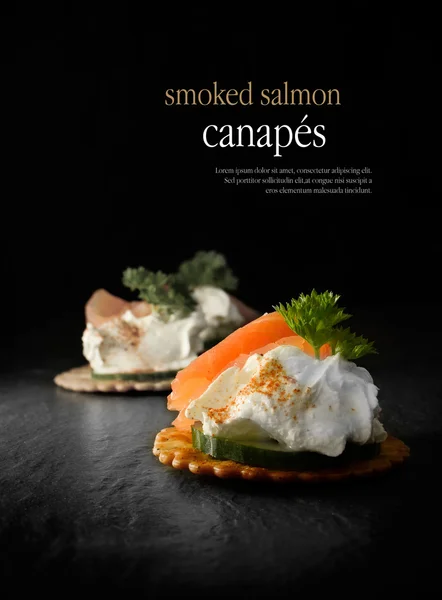 Smoked Salmon Canapes — Stock Photo, Image