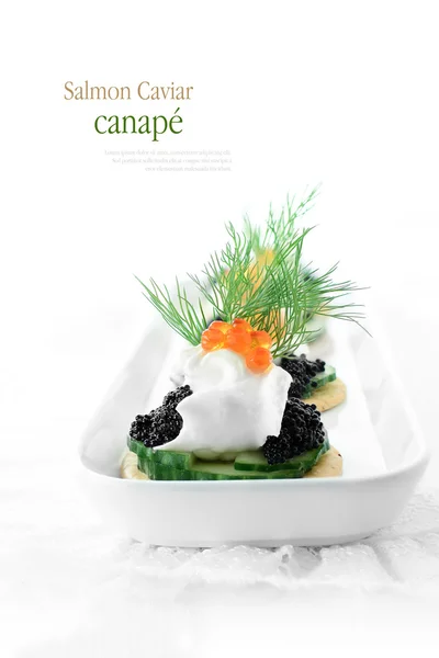 Canapés de Caviar de Salmón —  Fotos de Stock