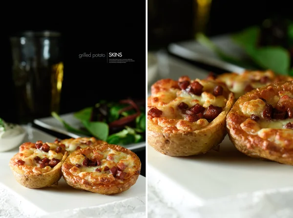 Dual Grilled Potato Skins — Stock Photo, Image