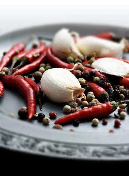 Chillies and Garlic — Stock Photo, Image