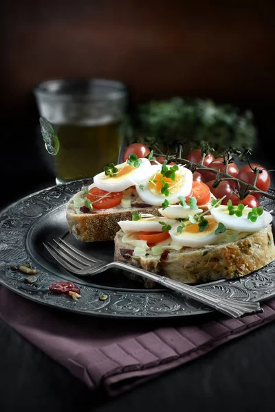 Sandwich mit Ei und Kresse — Stockfoto