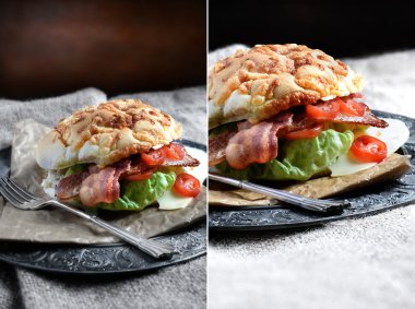 Pastırma, marul ve domates rulo