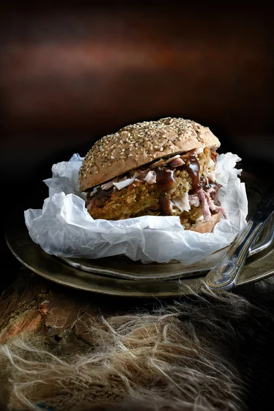 Pulled Pork Roll — Stockfoto