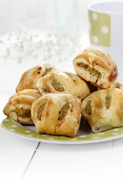 Mini rotoli di salsiccia — Foto Stock