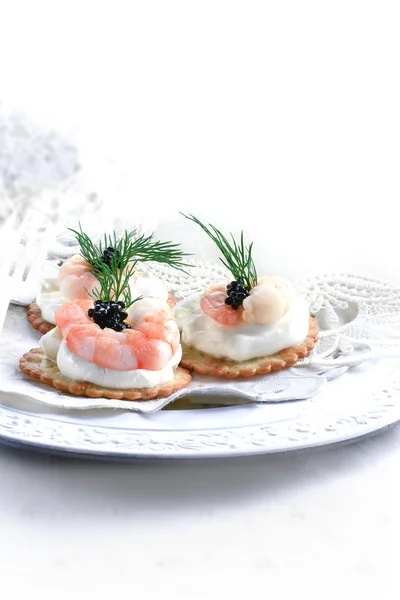 Canapés de camarão — Fotografia de Stock