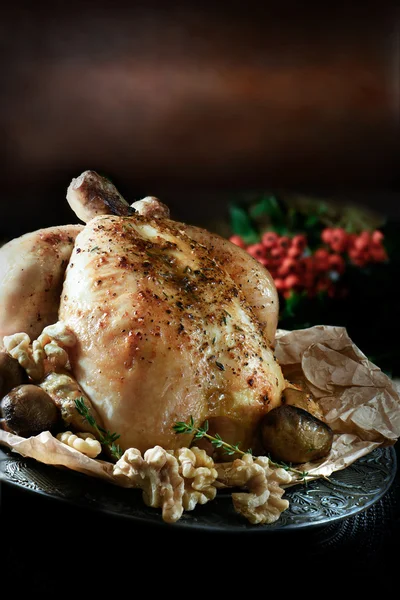 Weihnachtsgebratenes Hühnchen — Stockfoto