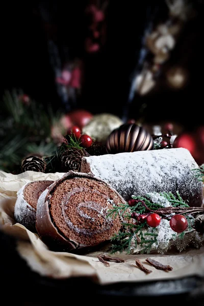 Boże Narodzenie yule dziennika — Zdjęcie stockowe