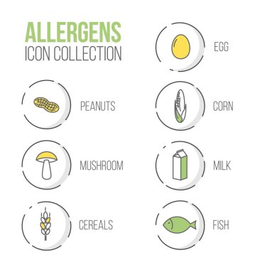 Alerjenler için Vector Icons set