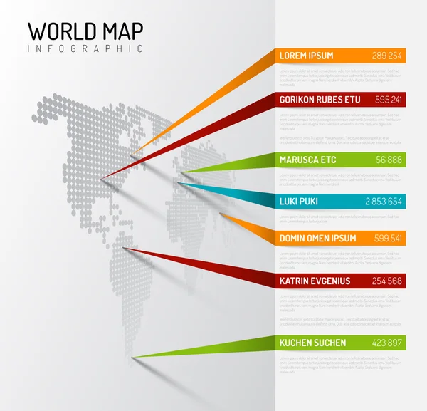 光的世界地图的信息图表模板 — 图库矢量图片