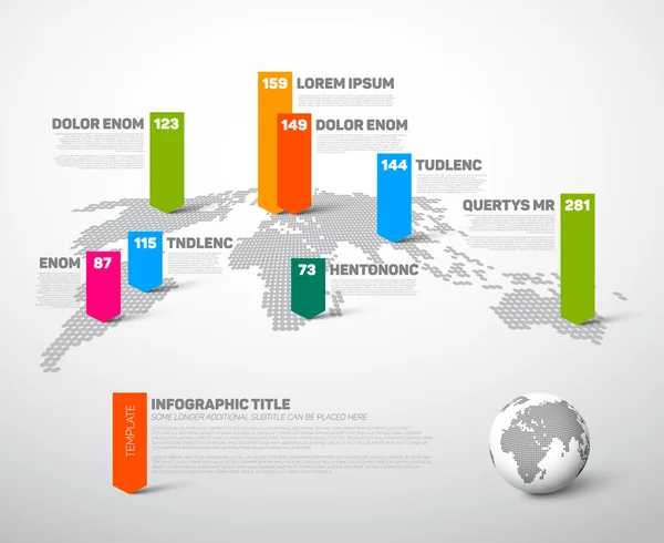 Lätta världen karta infographic mall — Stock vektor