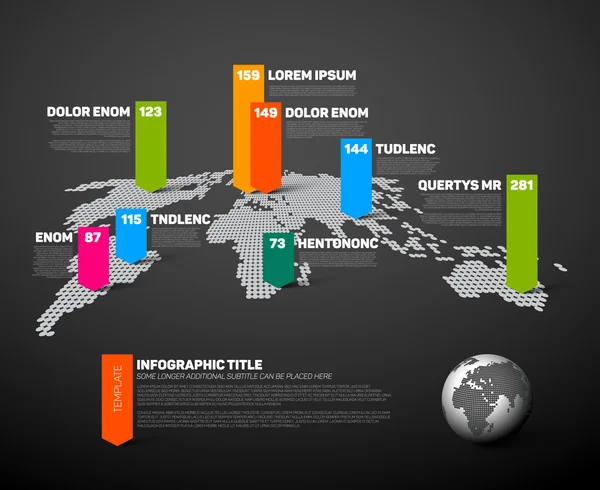 Világ Térkép infographic sablon — Stock Vector