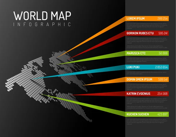 Modello di infografica mappa del mondo — Vettoriale Stock