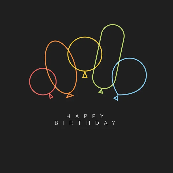 Donkere Happy birthday kaart met ballonnen — Stockvector