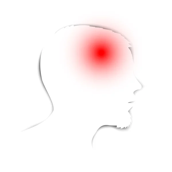 Piktogram piros fájdalom központi fej — Stock Vector