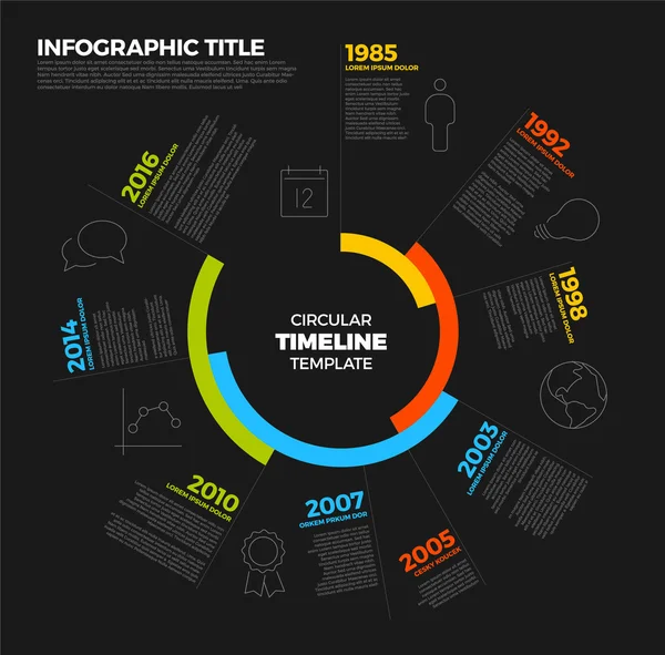 Modello di rapporto sulla timeline circolare infografica — Vettoriale Stock