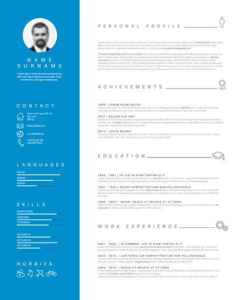 Modèle de CV avec un beau design typographique — Image vectorielle