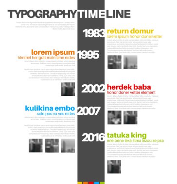 Infographic tipografi zaman çizelgesi raporu şablonu 