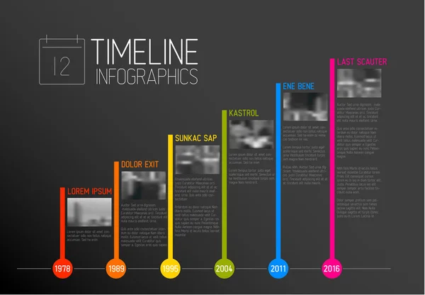 Modelo de relatório tipográfico colorido linha do tempo —  Vetores de Stock