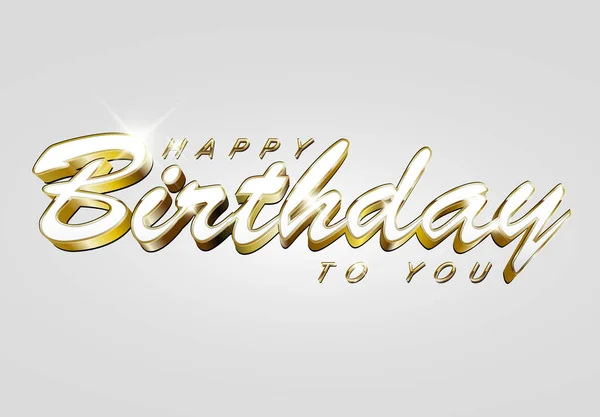 Feliz Cumpleaños Ilustración Vectorial Retro Con Grandes Letras Doradas Sobre — Vector de stock