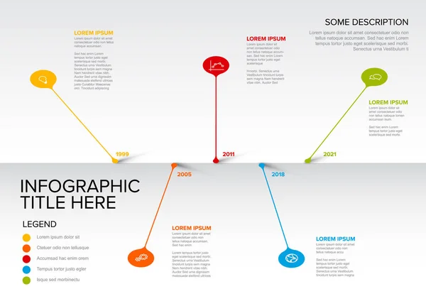 Πολύχρωμο Διάνυσμα Infographic Πρότυπο Έκθεση Χρονοδιάγραμμα Σταγόνες Φυσαλίδες Καρφίτσες Ελαφριά — Διανυσματικό Αρχείο