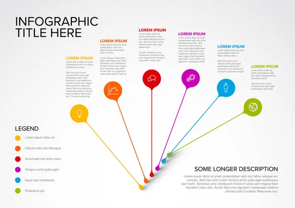 Modello Infografico Multiuso Vettoriale Composto Puntatori Sul Percorso Con Icone — Vettoriale Stock