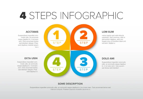 Vector Light Progress Steps Template Descriptions Icons Circles Arrows Simple — Stock Vector