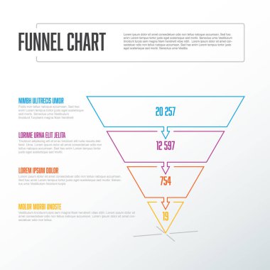 İnce vektör çizgisi Infographic 4 seviye katmanları açıklamalarla şablon oluşturur - ters piramit şablonu