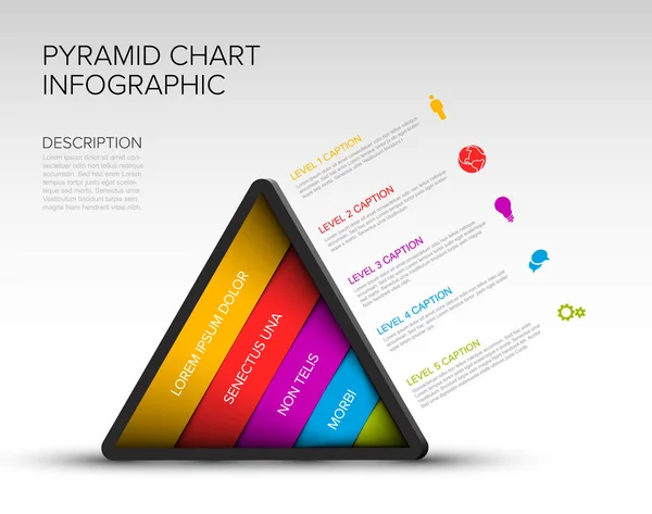 Camadas Pirâmide Funil Modelo Infográfico Cor Clara Infográfico Funil Reverso — Vetor de Stock