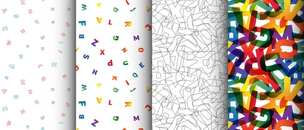 Quatro Letras Alfabeto Minimalista Abstrato Fundo Sem Costura Azulejos Padrão — Vetor de Stock