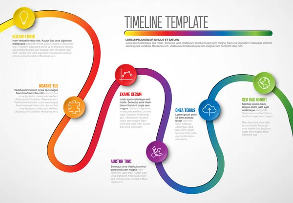 Vector Infographic Company Milestones Gekrümmte Timeline Template Light Time Line — Stockvektor