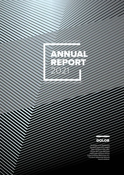 Vector Abstract Annual Report Silver Metallic Cover Template Sample Text — Stock Vector