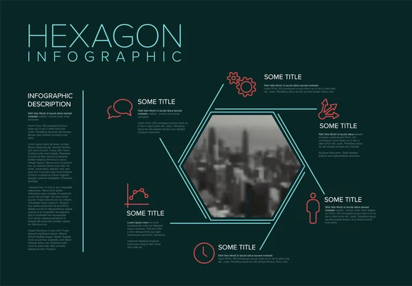 Vector Infographic Sjabloon Gemaakt Van Dunne Lijnen Zeshoek Foto Placeholder — Stockvector