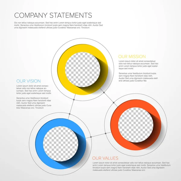 Vector Missie Visie Waarden Bedrijfsdiagram Schema Infographic Statement Met Cirkel — Stockvector