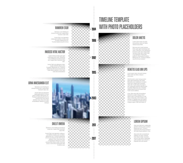 Vector Simple Infographic Vertical Time Line Template Rectangle Photo Placeholders — 스톡 벡터