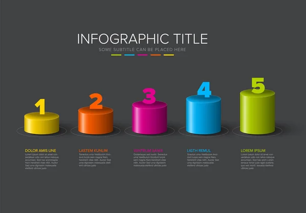 Modèle Infographie Multifonction Sombre Vectoriel Fabriqué Partir Niveaux Élevés Cylindre — Image vectorielle