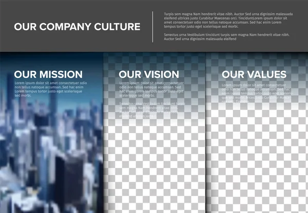 Vector Misión Visión Valores Esquema Compañía Infografía Declaración Con Grandes — Vector de stock