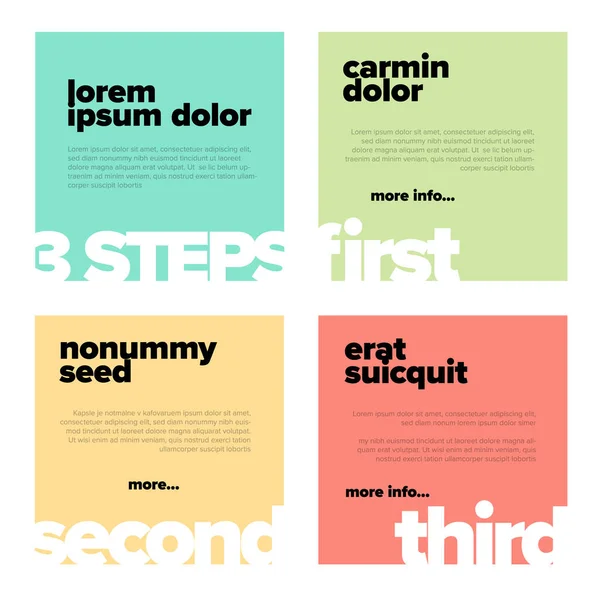 Cuatro Cuadrados Color Contenido Para Varios Pasos Consejos Opciones Plantilla — Archivo Imágenes Vectoriales