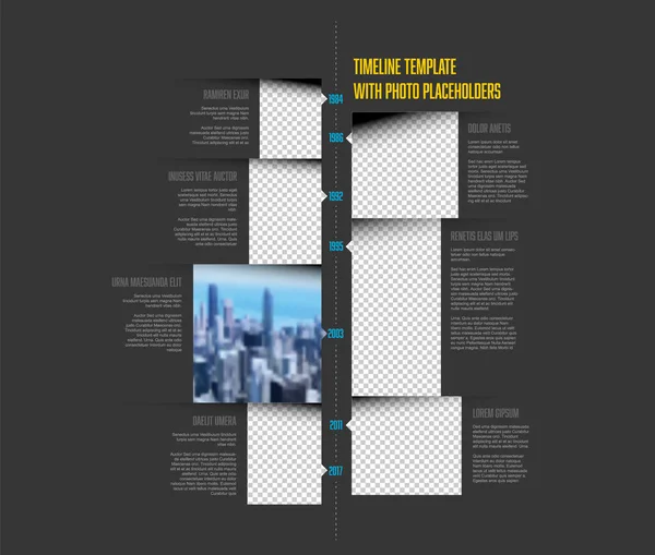 Modello Linea Temporale Verticale Infografica Semplice Vettoriale Scuro Con Segnaposto — Vettoriale Stock