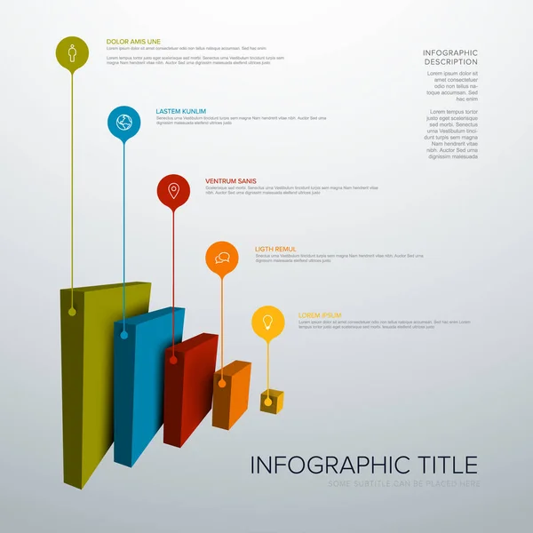 Vector Infographic Vertical Layers Template Five Levels Material Structure Color — Vetor de Stock