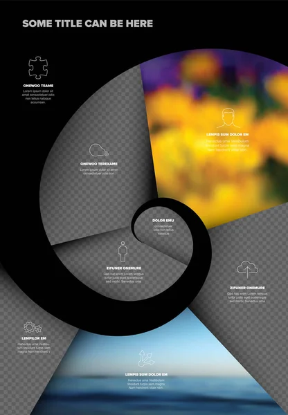 Evolution Infographic Timeline Template Spiral Model Photo Placeholder Icons Some — Vetor de Stock