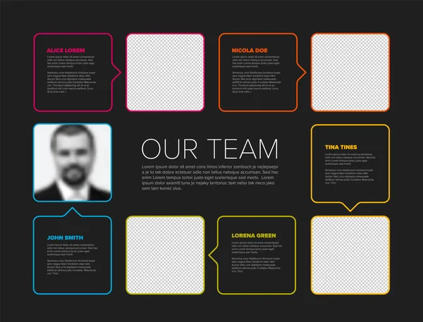Company Team Color Mosaic Presentation Template Team Profile Photos Placeholders —  Vetores de Stock