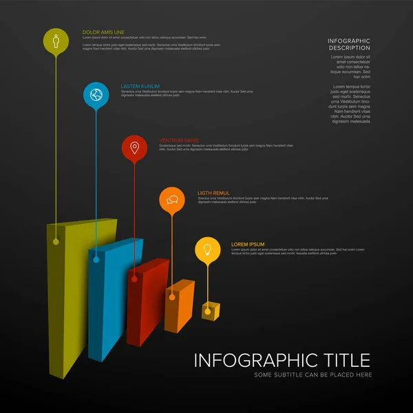 Vector Infographic Vertical Layers Template Five Levels Material Structure Color — ストックベクタ