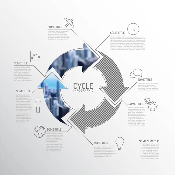 Modello Infografico Ciclo Semplice Vettoriale Con Segnaposto Fotografico Profilo Panoramica — Vettoriale Stock